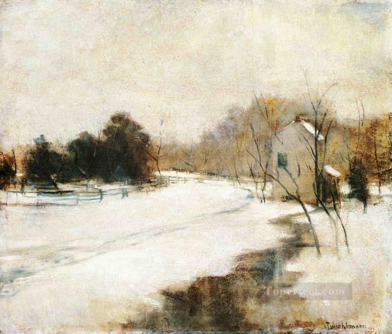 snow in Cincinnati Impressionist landscape John Henry Twachtman Oil Paintings